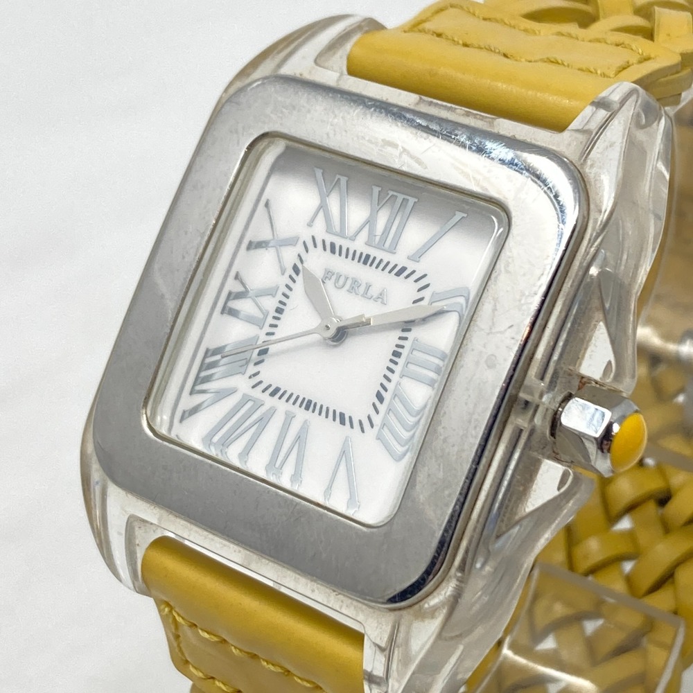 Furla Watch Women 36mm Silver Tone Braided Band Mustard WR New Battery 8.5"